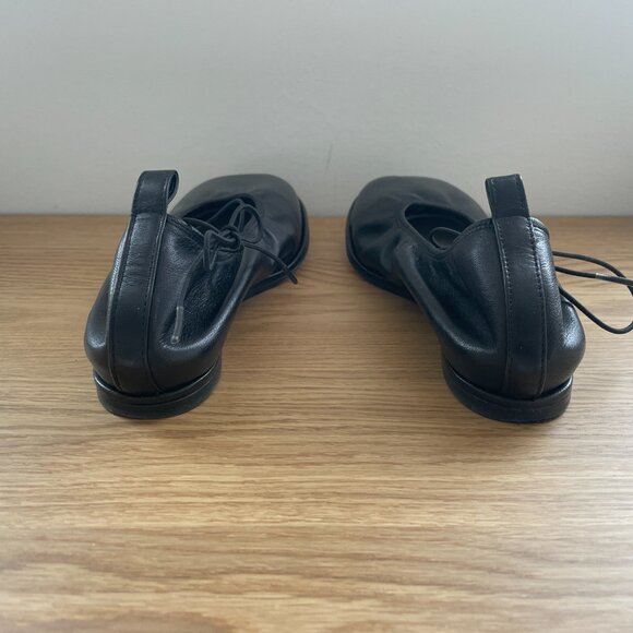 Simone Rocha Black Leather Heart Toe Ballet Flats | Size 5 - Picture 3 of 10